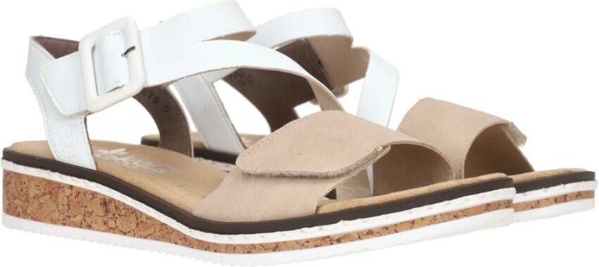 Rieker Wit Taupe Zomer Sandaal Multicolor Dames