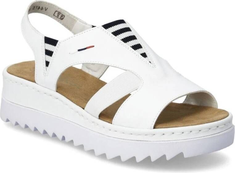 Rieker Witte Casual Open Platte Sandalen White Dames