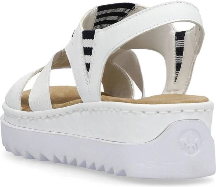 Rieker Witte Casual Open Platte Sandalen White Dames