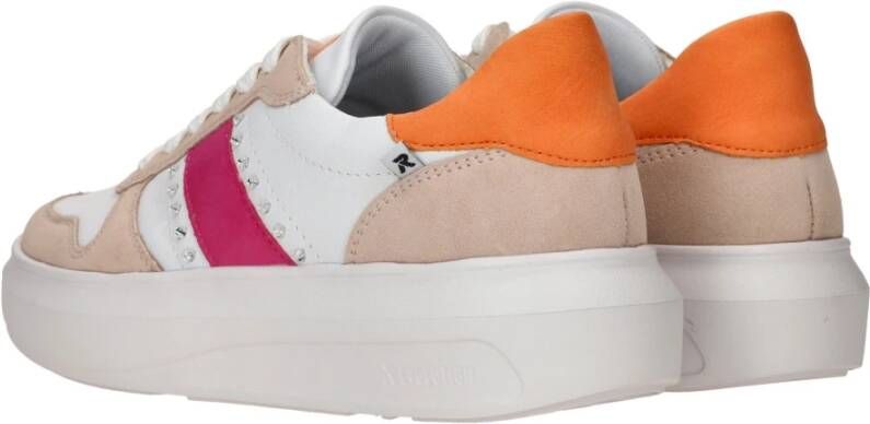 Rieker Witte Leren Sneakers met Glamoureuze Stenen Multicolor Dames