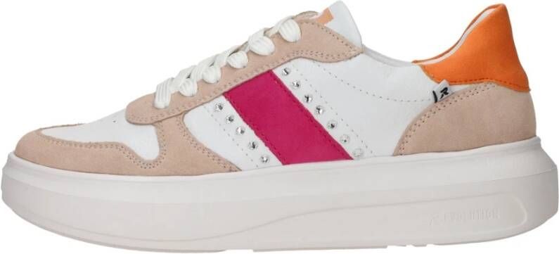 Rieker Witte Leren Sneakers met Glamoureuze Stenen Multicolor Dames