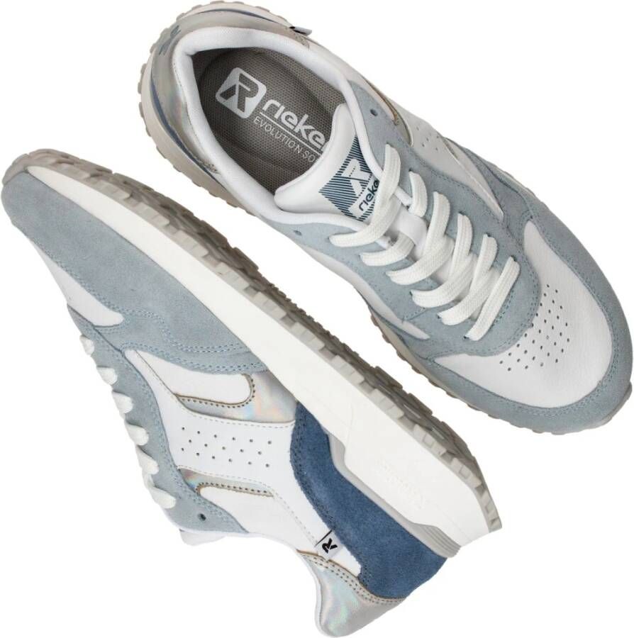 Rieker Witte Sneaker met Blauwe Accenten Multicolor Dames