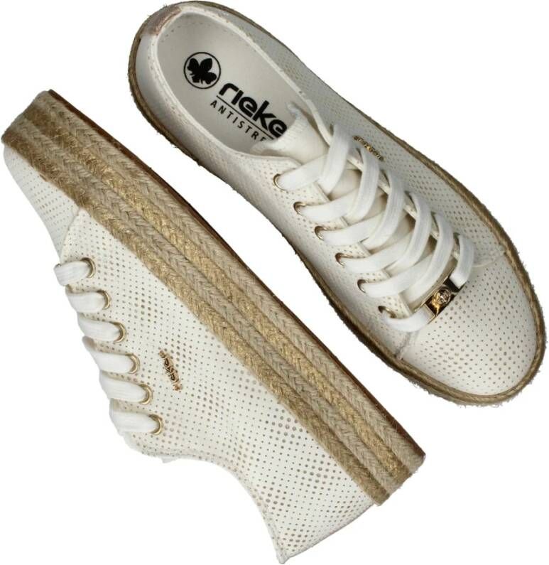 Rieker Zomerse Espadrille Veterschoen White Dames