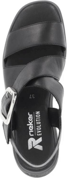 Rieker Zwarte Casual Platte Open Sandalen Black Dames