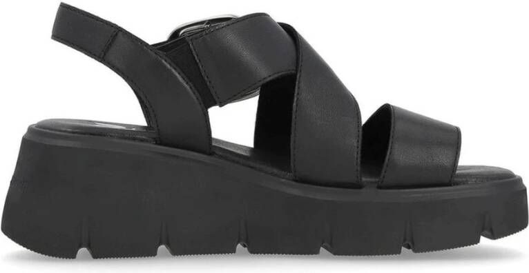 Rieker Zwarte Casual Platte Open Sandalen Black Dames