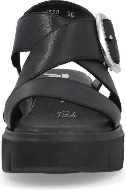 Rieker Zwarte Casual Platte Open Sandalen Black Dames