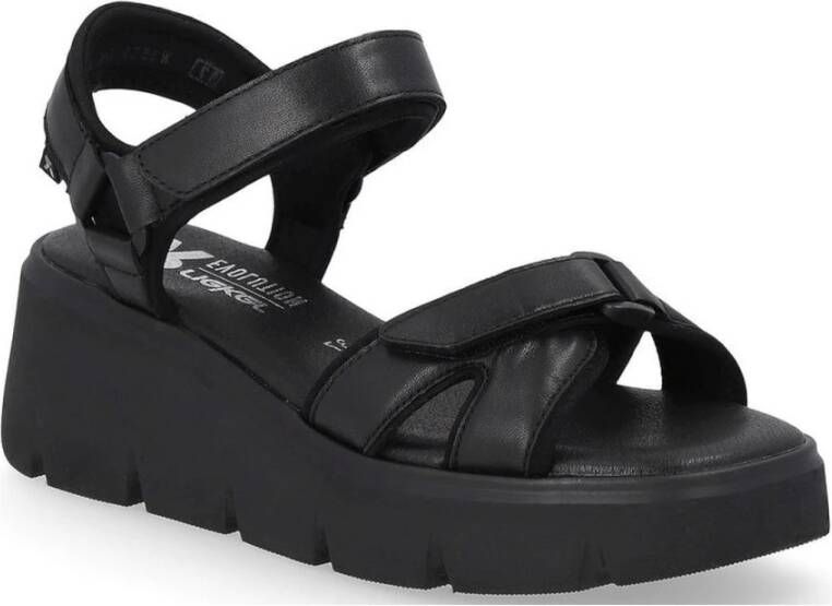 Rieker Zwarte Casual Platte Sandalen Vrouwen Black Dames