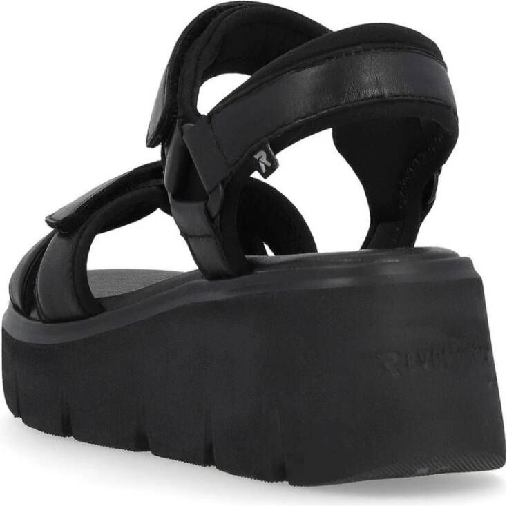 Rieker Zwarte Casual Platte Sandalen Vrouwen Black Dames