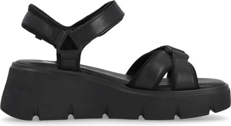 Rieker Zwarte Casual Platte Sandalen Vrouwen Black Dames