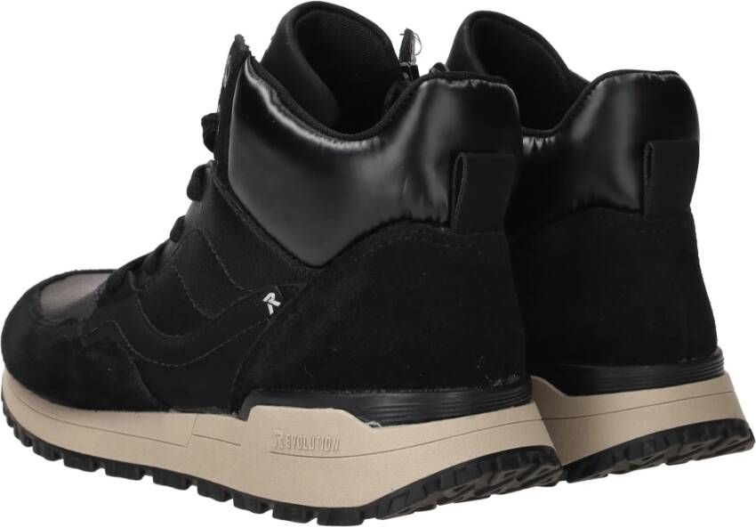 Rieker Zwarte Leren Sneaker met Ritssluiting Black Dames