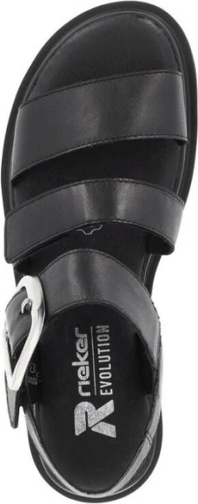 Rieker Zwarte Open Platte Sandalen Vrouwen Black Dames