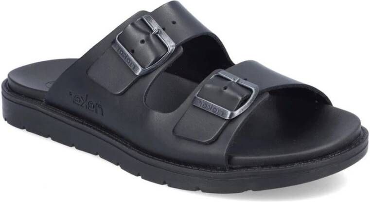 Rieker Zwarte Open Slippers voor Mannen Black Heren