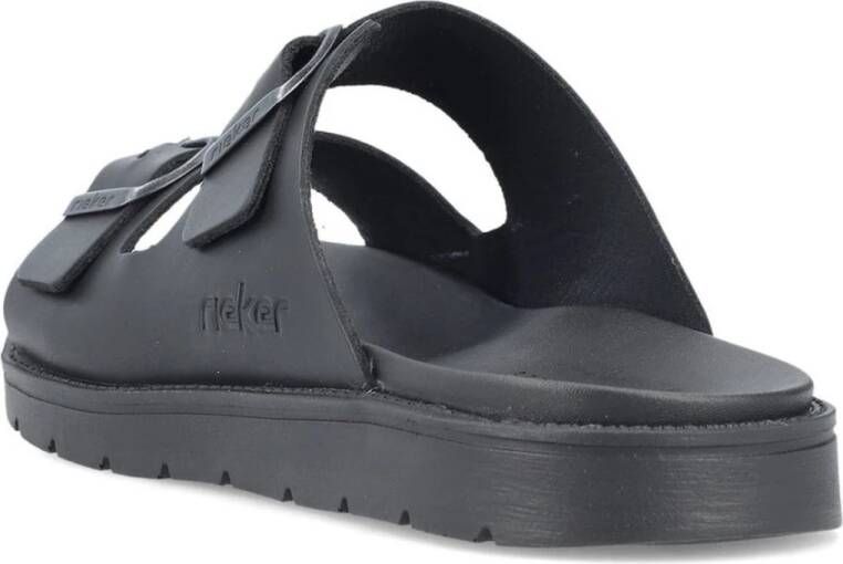 Rieker Zwarte Open Slippers voor Mannen Black Heren