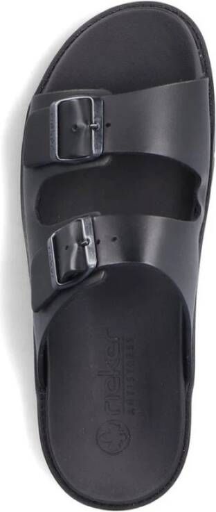 Rieker Zwarte Open Slippers voor Mannen Black Heren