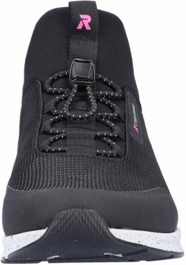 Rieker Zwarte Veterschoen met Sleehak Black Dames