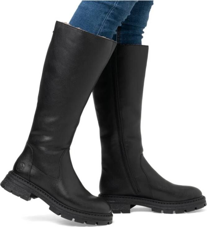 Rieker Zwarte Winterlaarzen met Schapenvacht Voering Black Dames