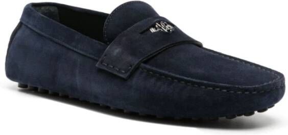 Roberto Cavalli Blauwe Leren Loafers Casual Flats Blue Heren