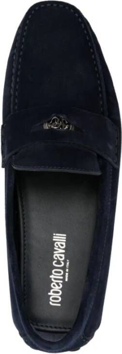 Roberto Cavalli Blauwe Leren Loafers Casual Flats Blue Heren