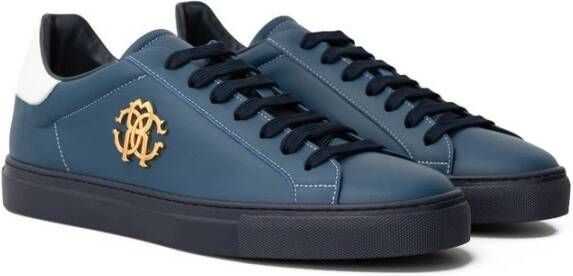 Roberto Cavalli Blauwe leren sneaker Blue Heren