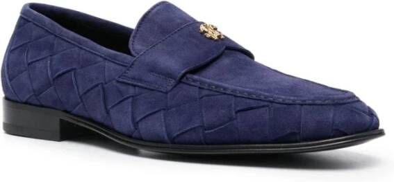 Roberto Cavalli Blauwe Suède Casual Loafers Blue Heren