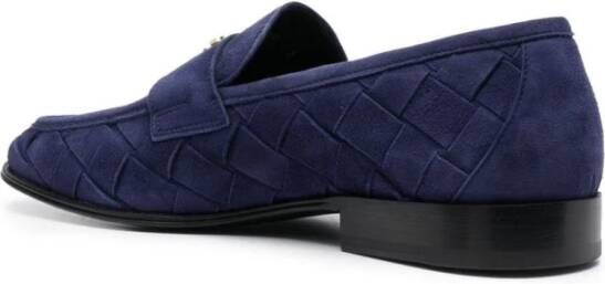 Roberto Cavalli Blauwe Suède Casual Loafers Blue Heren