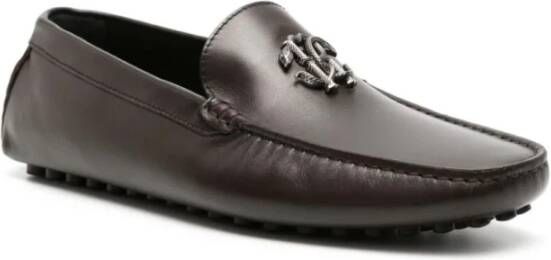 Roberto Cavalli Bruine leren loafers voor casual stijl Brown Heren