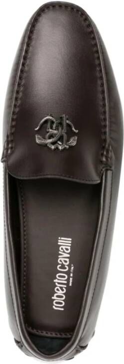 Roberto Cavalli Bruine leren loafers voor casual stijl Brown Heren