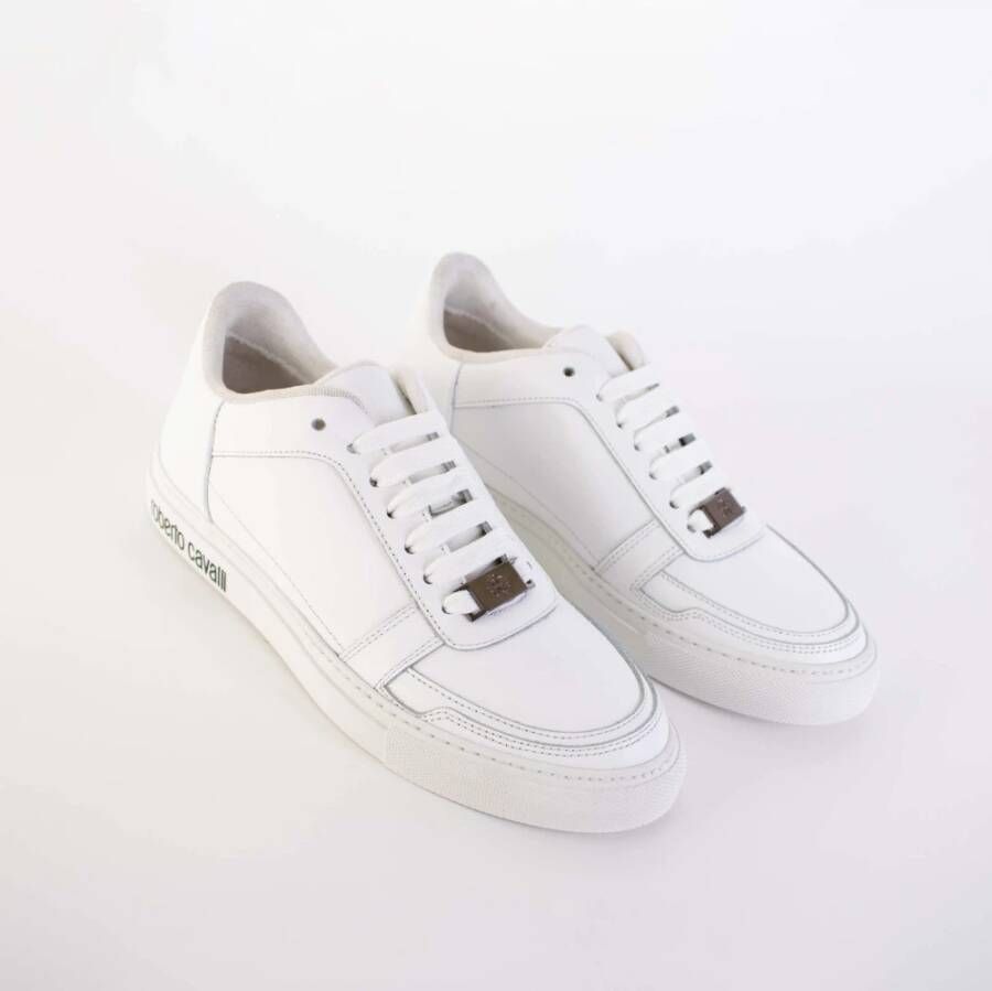 Roberto Cavalli Geëmbosseerde Witte Suède Sneakers Wit Dames