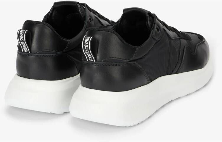 Roberto Cavalli Geveterde lage sneakers met logo Black Heren