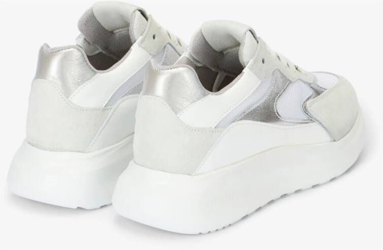 Roberto Cavalli Geveterde sneakers met gemengde inzetstukken White Dames