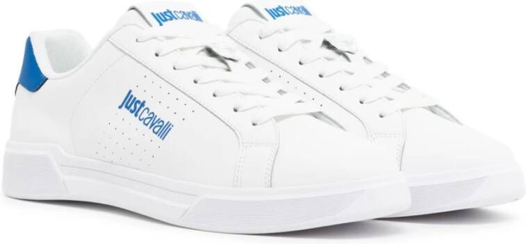 Roberto Cavalli Heren Lage Top Witte Sneakers Blauw White Heren