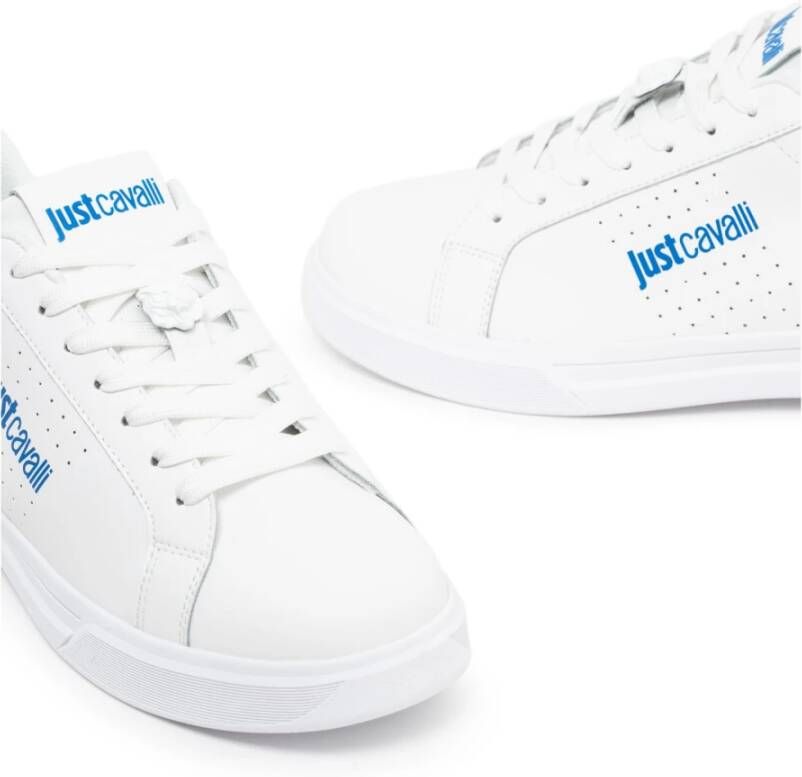 Roberto Cavalli Heren Lage Top Witte Sneakers Blauw White Heren