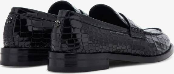 Roberto Cavalli Krokodil-Effect Penny Loafers Black Heren