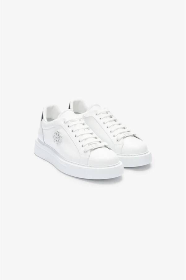 Roberto Cavalli Leren Sneaker voor Mannen White Heren