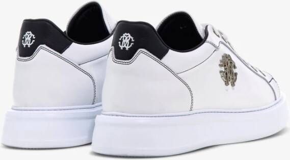 Roberto Cavalli Logo Leren Sneakers Klassieke Vetersluiting White Heren