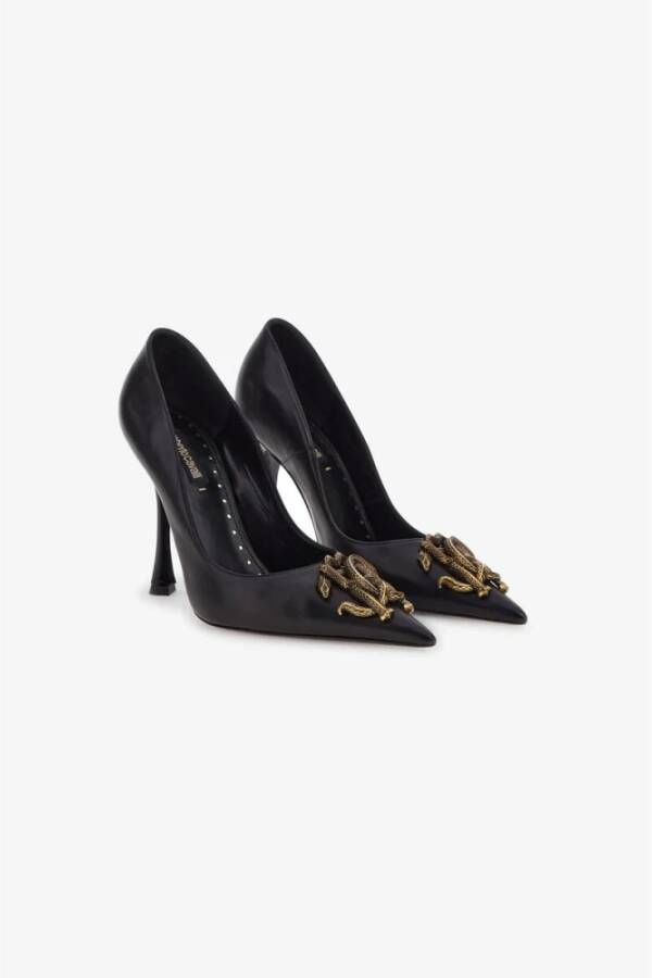 Roberto Cavalli Monogram Mirror Snake Leren Pumps Black Dames