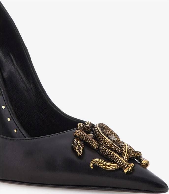 Roberto Cavalli Monogram Mirror Snake Leren Pumps Black Dames