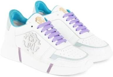 Roberto Cavalli Monogram Sneakers met Contrast Hiel White Dames