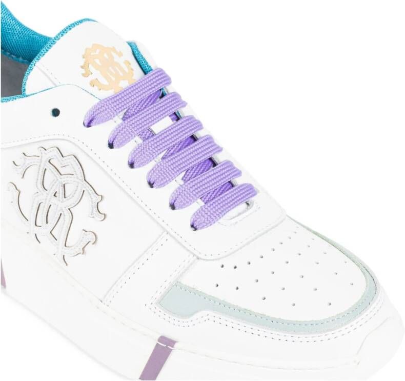 Roberto Cavalli Monogram Sneakers met Contrast Hiel White Dames