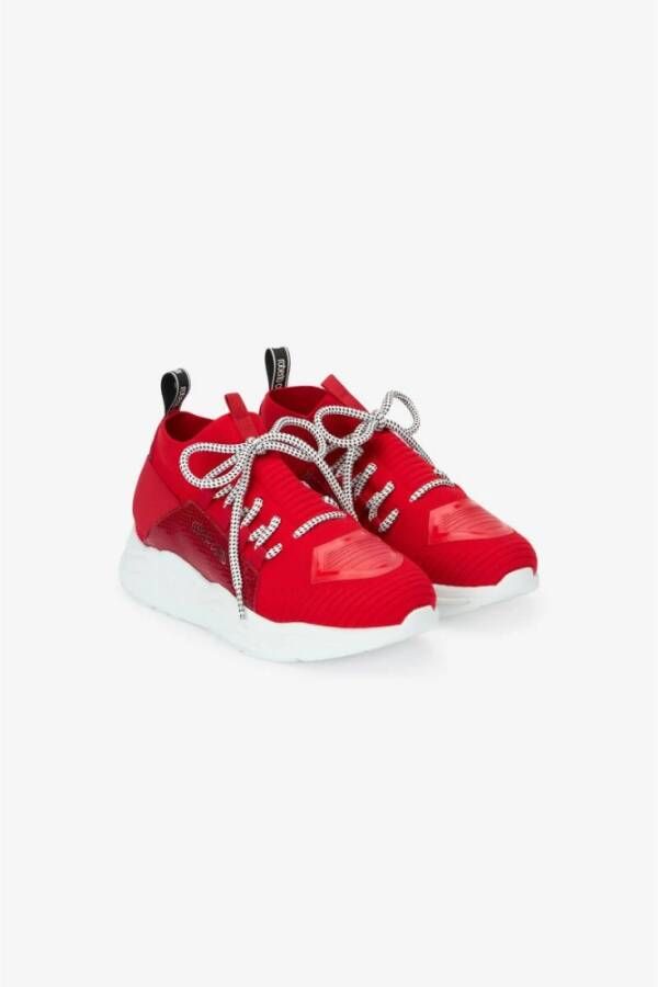 Roberto Cavalli Slip-On Sneakers met Slangeneffect Red Dames