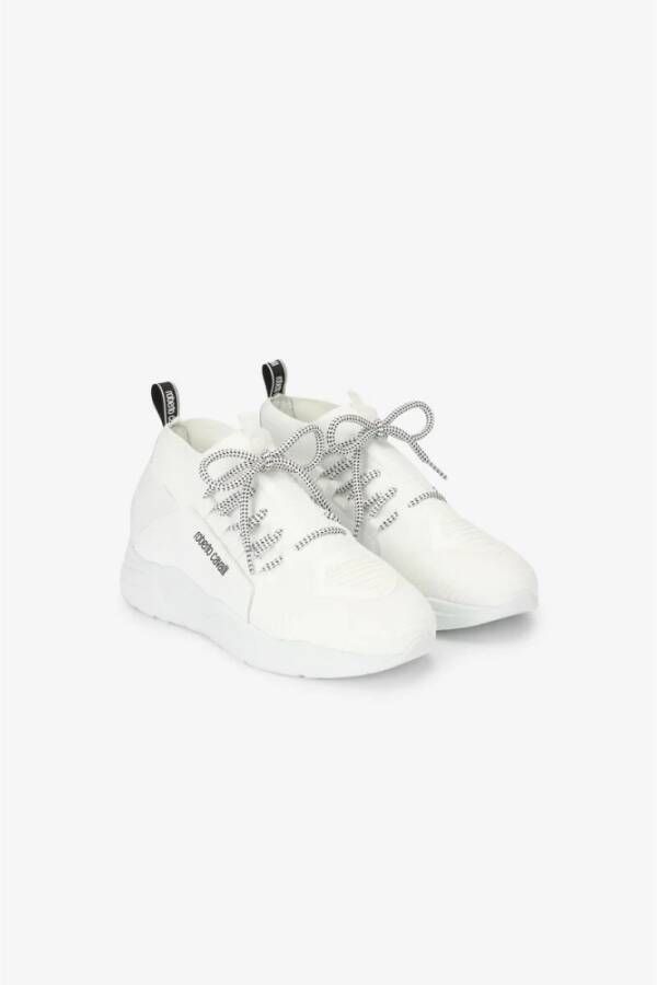 Roberto Cavalli Stijlvolle leren hardloopschoenen White Heren