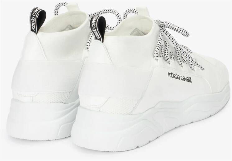 Roberto Cavalli Stijlvolle leren hardloopschoenen White Heren