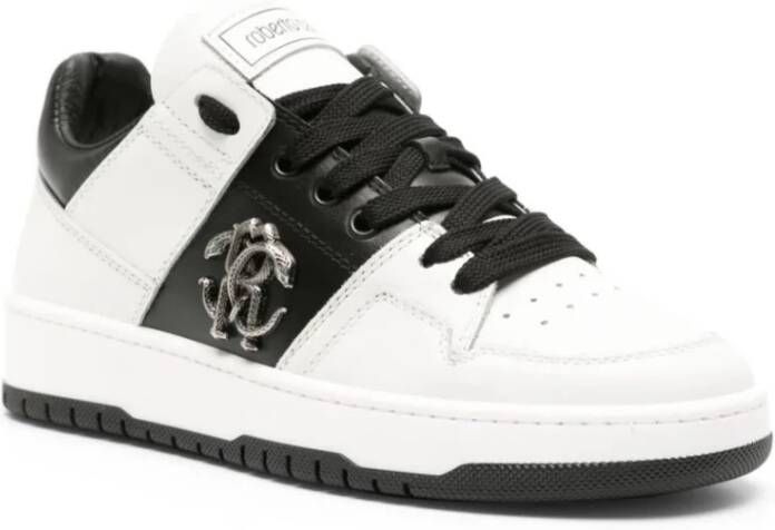 Roberto Cavalli Witte Leren Casual Sneakers White Dames