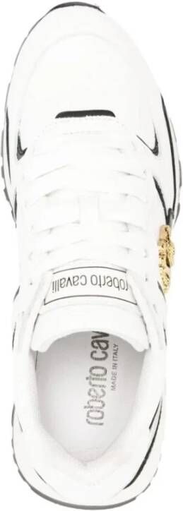 Roberto Cavalli Witte Leren Casual Sneakers White Dames