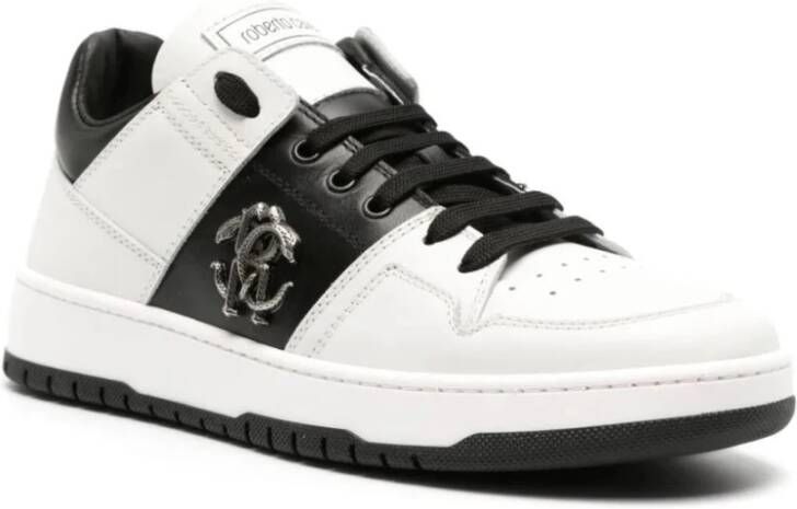 Roberto Cavalli Witte Leren Casual Sneakers White Heren