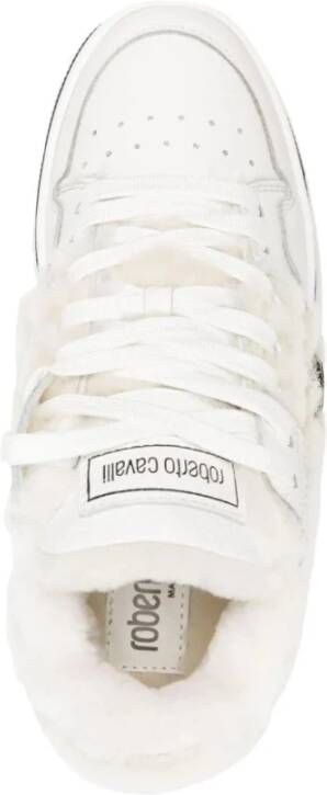 Roberto Cavalli Witte Leren Casual Trainers Sneakers White Dames