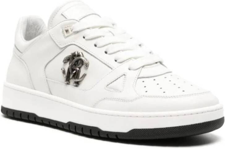 Roberto Cavalli Witte Leren Casual Trainers White Heren