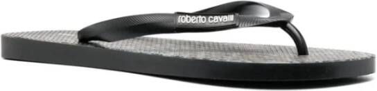 Roberto Cavalli Zwarte Casual Open Platte Slides Black Heren