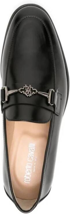 Roberto Cavalli Zwarte Leren Casual Loafers Black Heren