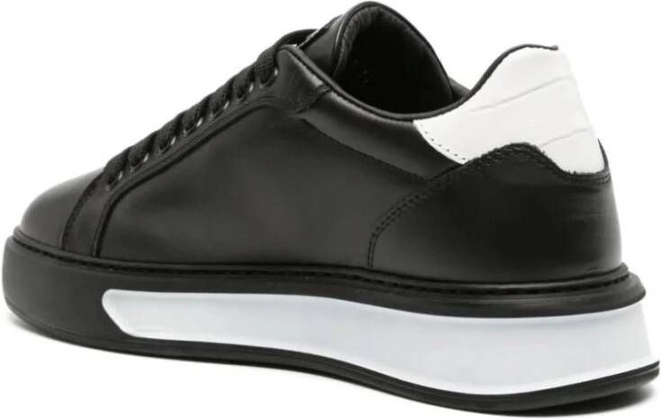 Roberto Cavalli Zwarte leren casual trainers Black Dames